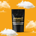 Gigawatt Coffee Luminosity Breakfast Blend Coffee Sampler, a smooth medium roast perfect for starting your day. 3 oz coffee sampler gift, set against a cloud-filled background.