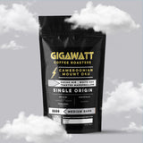 Gigawatt Coffee Cameroon, freshly roasted, small batch, medium dark roast with smooth taste. Single origin from Boyo, Mount Oku, 10 oz. set against a soft cloud background