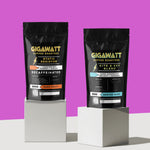 Gigawatt Coffee Half Caff Coffee, bestselling blend of decaf water processed coffee and medium dark roast, smooth and balanced taste. 10 oz.